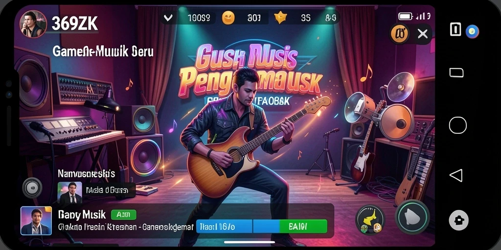 Tampilan permainan musik yang menarik dan penuh warna.