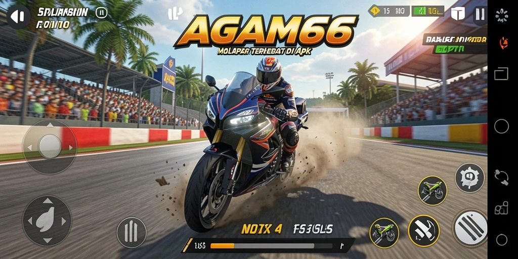 Tampilan menarik dari gameplay balapan motor di AGAM66.