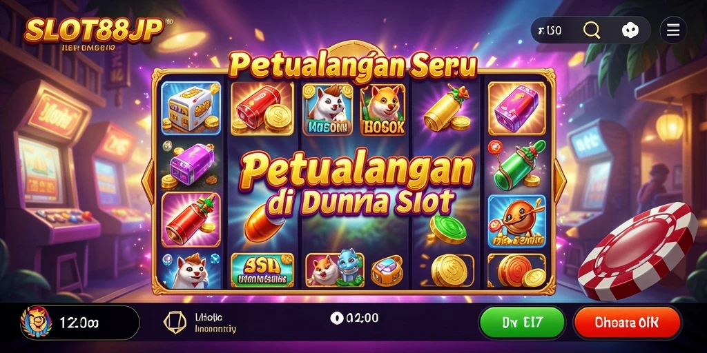 Screenshot menunjukkan gameplay seru dari SLOT88JP dengan karakter petualangan.