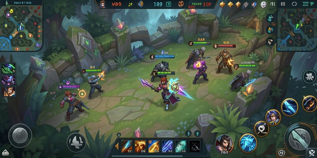 Screenshot gameplay V89 menampilkan aksi seru dalam pertempuran tim.
